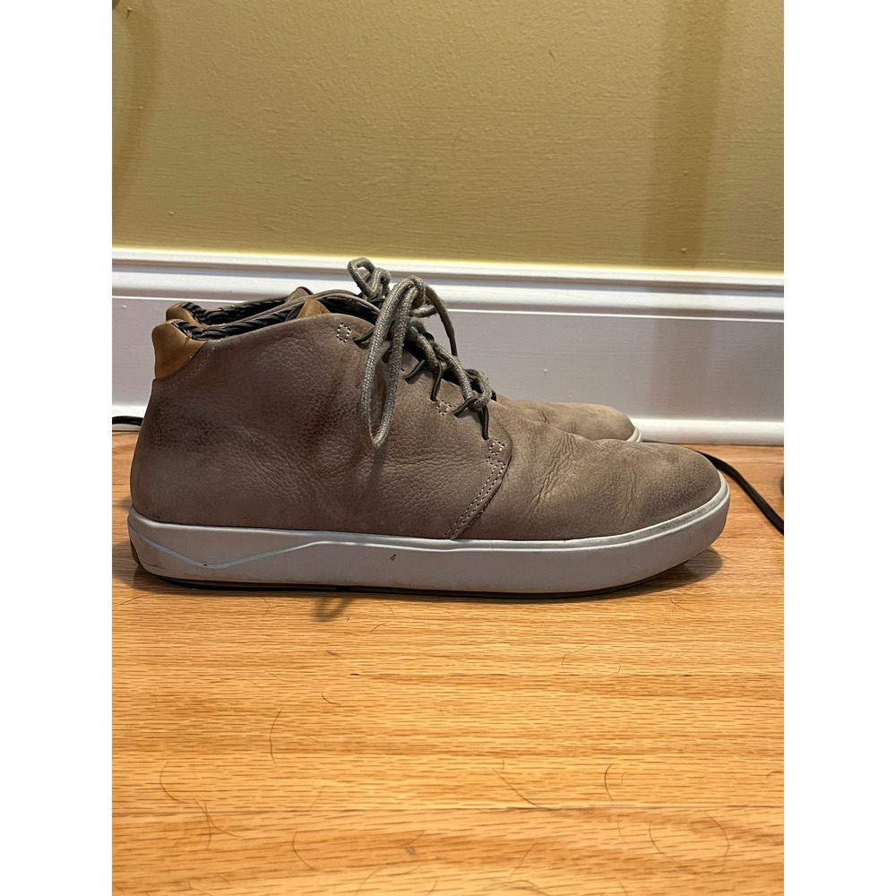 OluKai Nana Hele Leather Chukka Boots Mens 11 Grey Shearling Lined 10449-7B7B